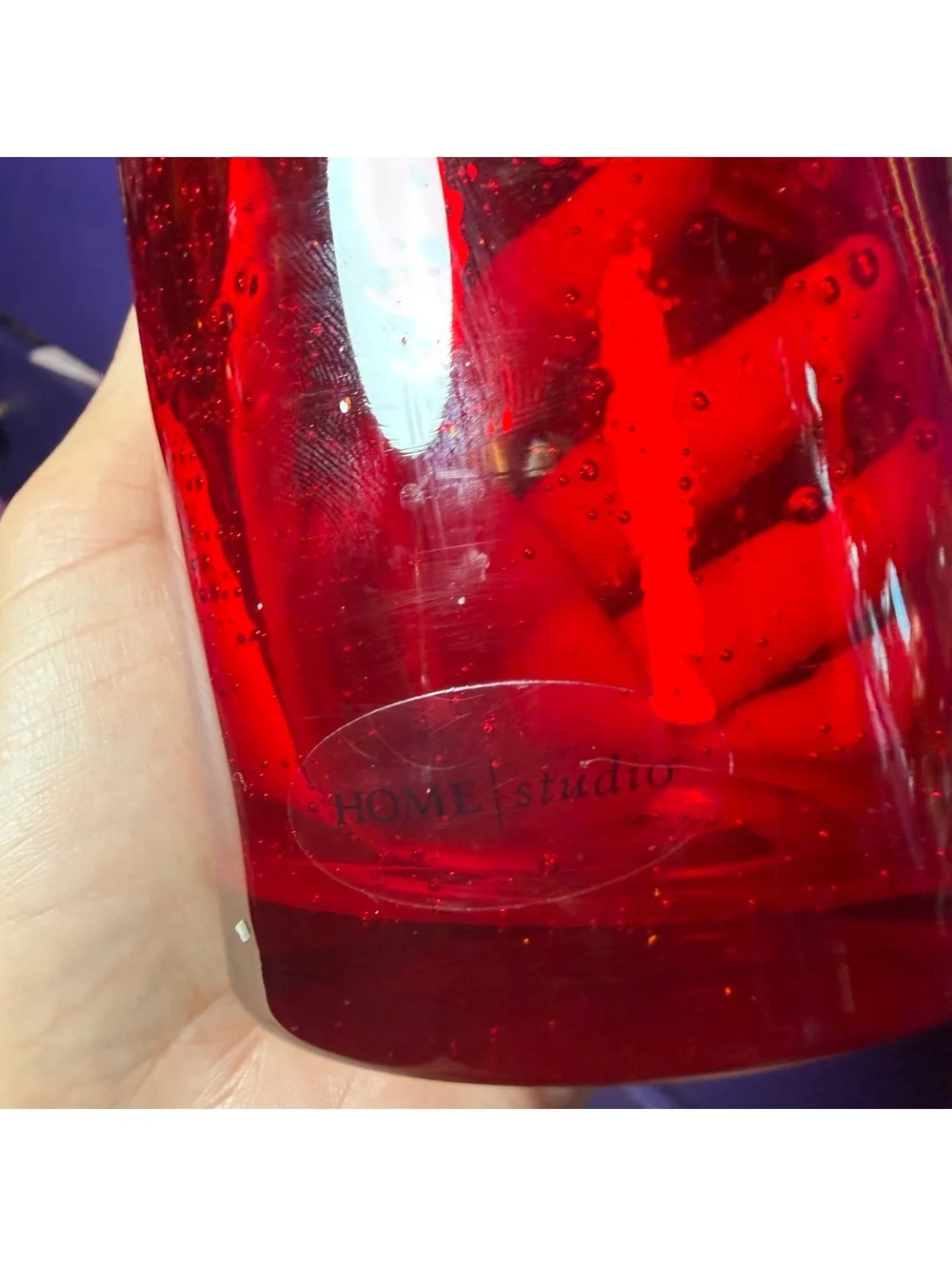 Set Of 4 Ruby Red Hand Blown Glass Bubble Glass Drinking Cups